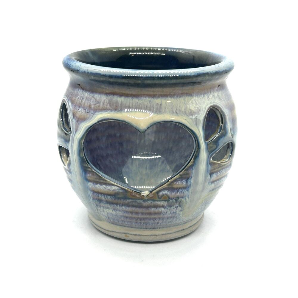 Stoneware Studio Art Pottery Heart Shape Candle Holder Drip Glaze Greg Olson